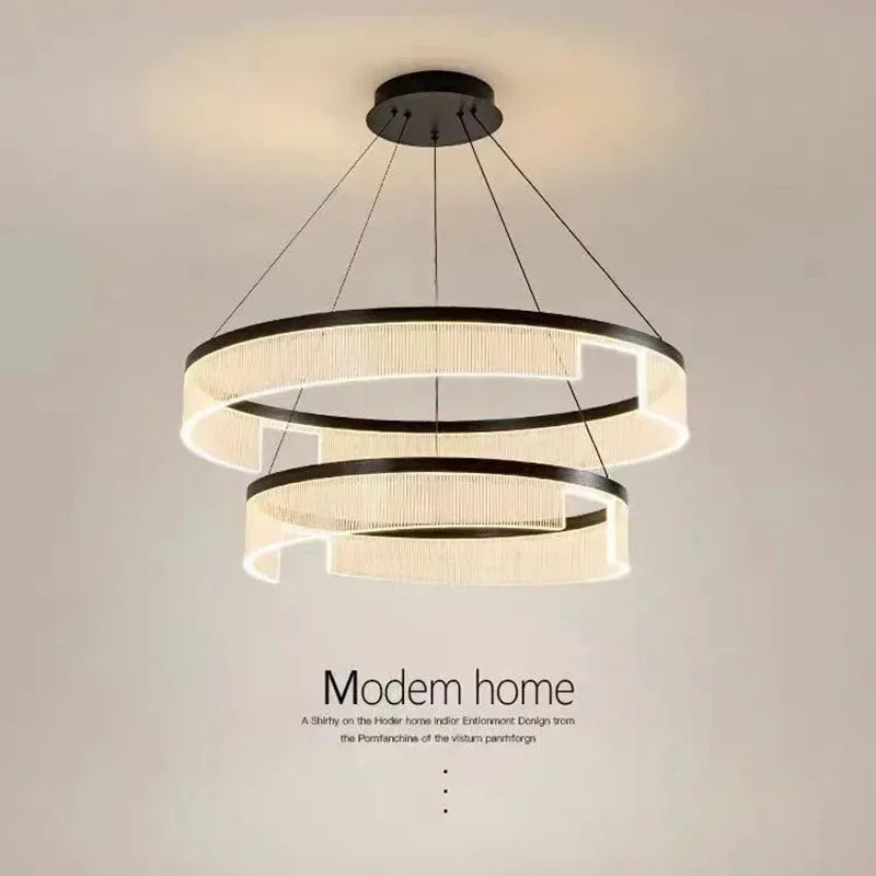 Lustre LED anneaux suspendu au design nordique moderne - vue 5 sur 21
