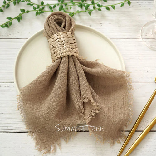 Serviette de table gaze coton rustique lot 12 - vue 4 sur 7