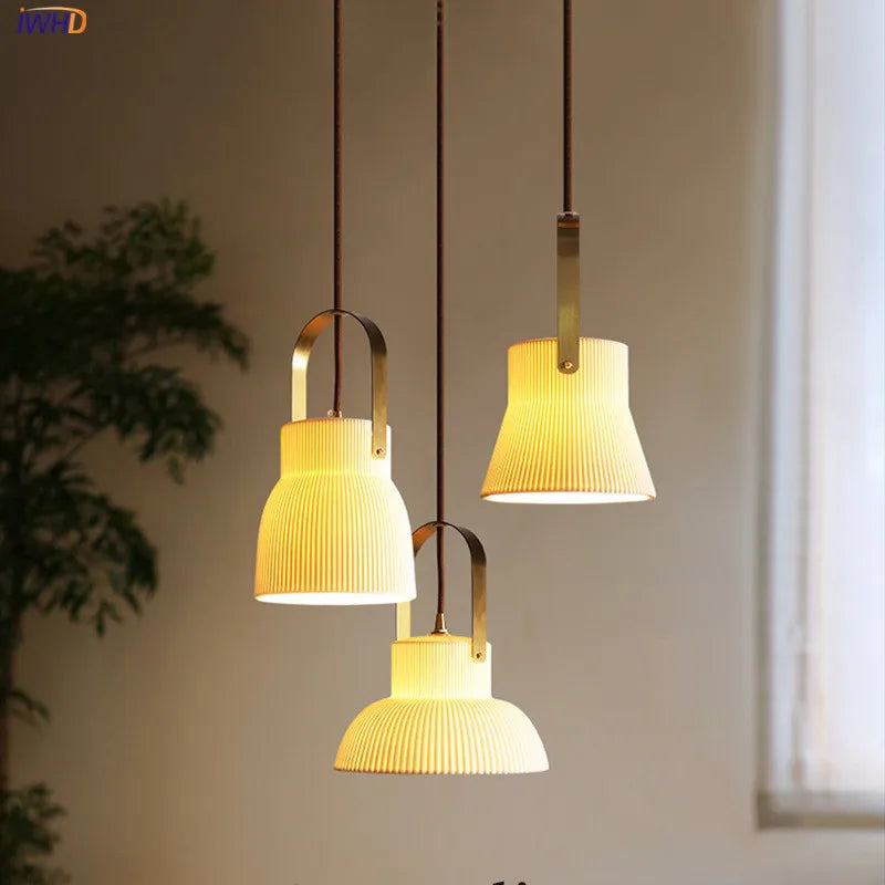 suspension led moderne en céramique style japonais iwhd