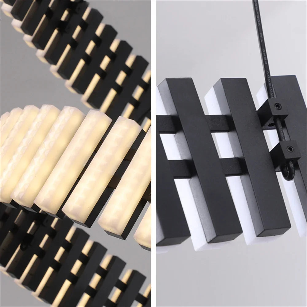 Modern Black and White Chandelier Living Room Decoration Piano Chandelier Luminaire Suspension Restaurant Hanging Light - vue 3 sur 6