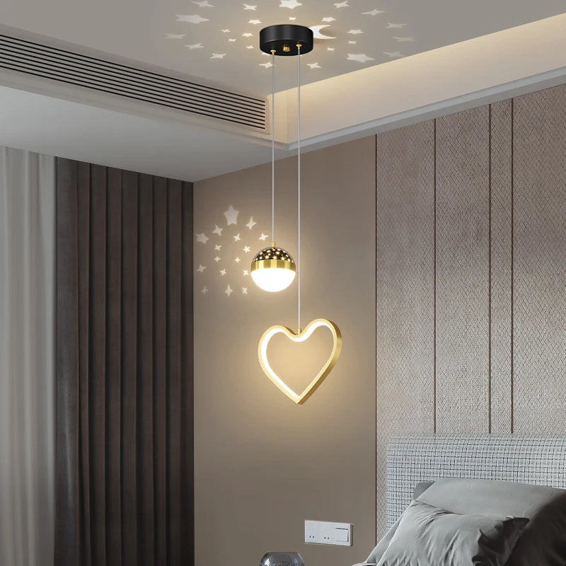 Moderner minimalistisch-luxuriöser Kronleuchter mit Sternenhimmel-Projektion - vue 3 sur 8
