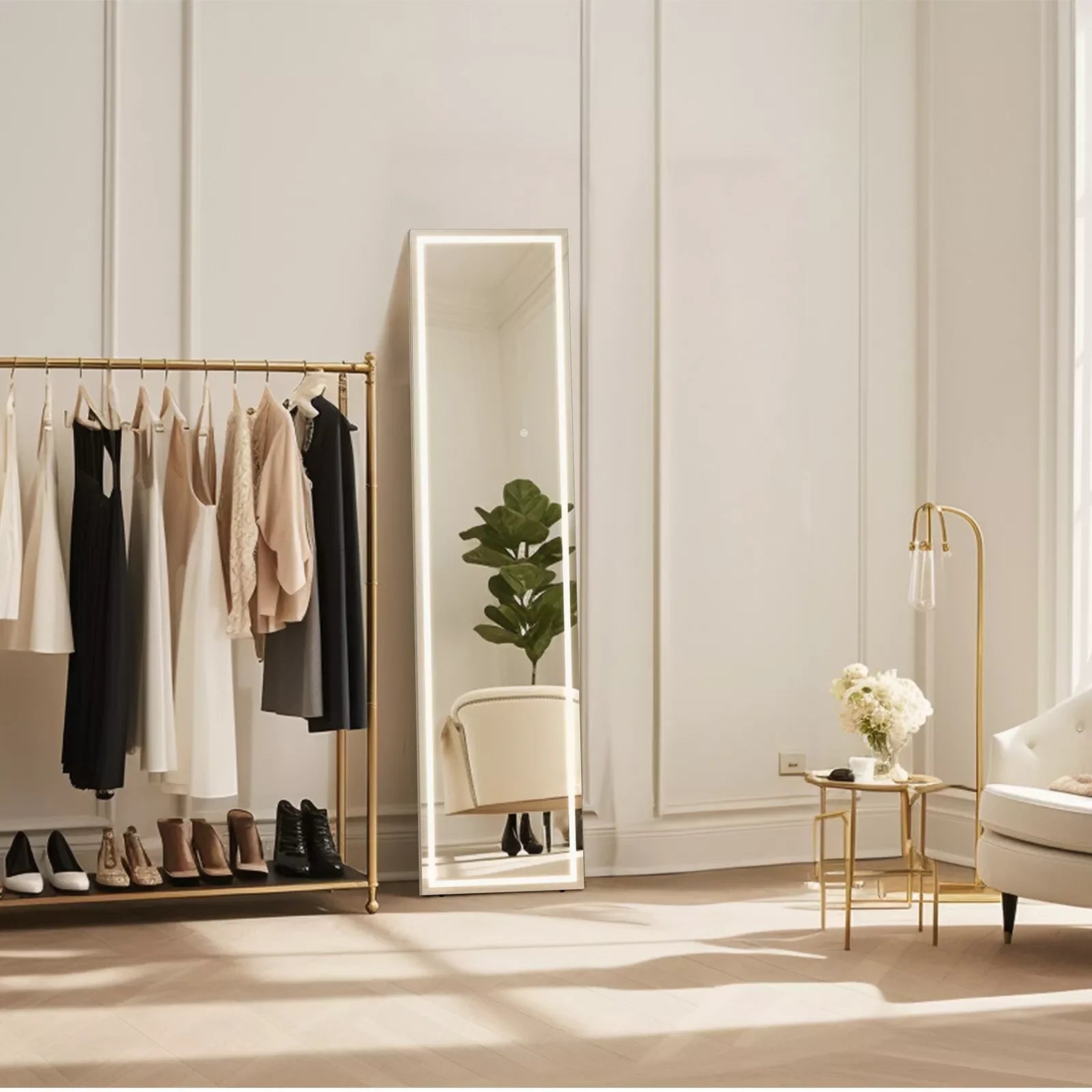 miroir led pleine longueur inclinable avec support et lumière réglable - vue 6 sur 7