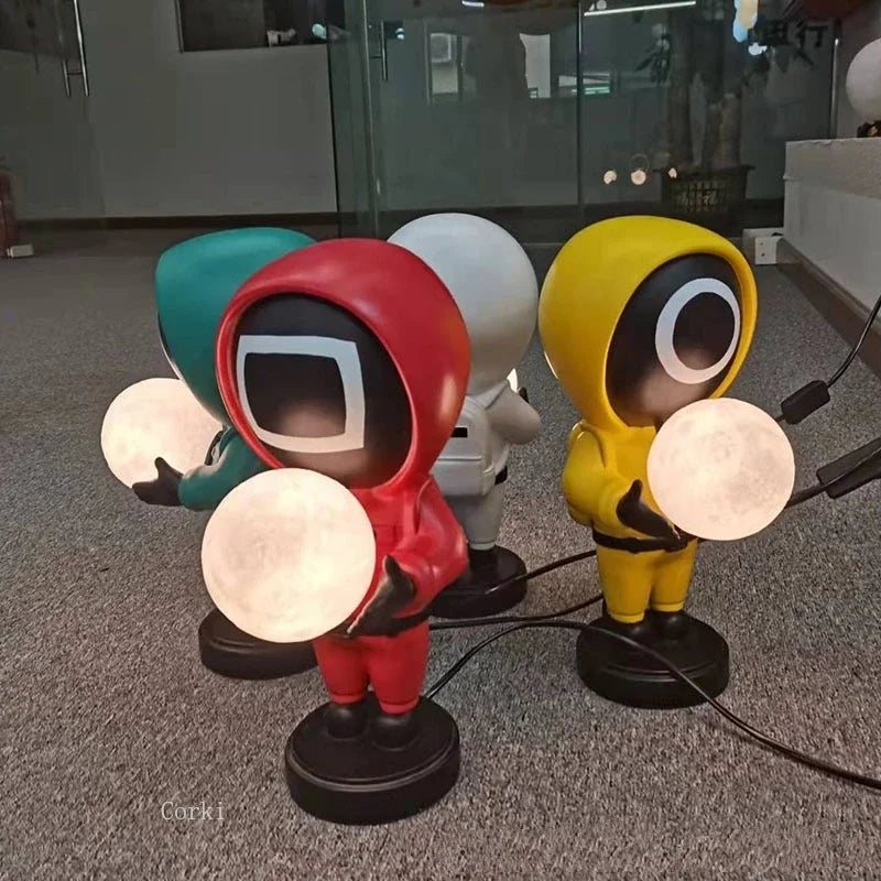 lampe de table astronautes design nordique veilleuse 3D décorative - vue 3 sur 10