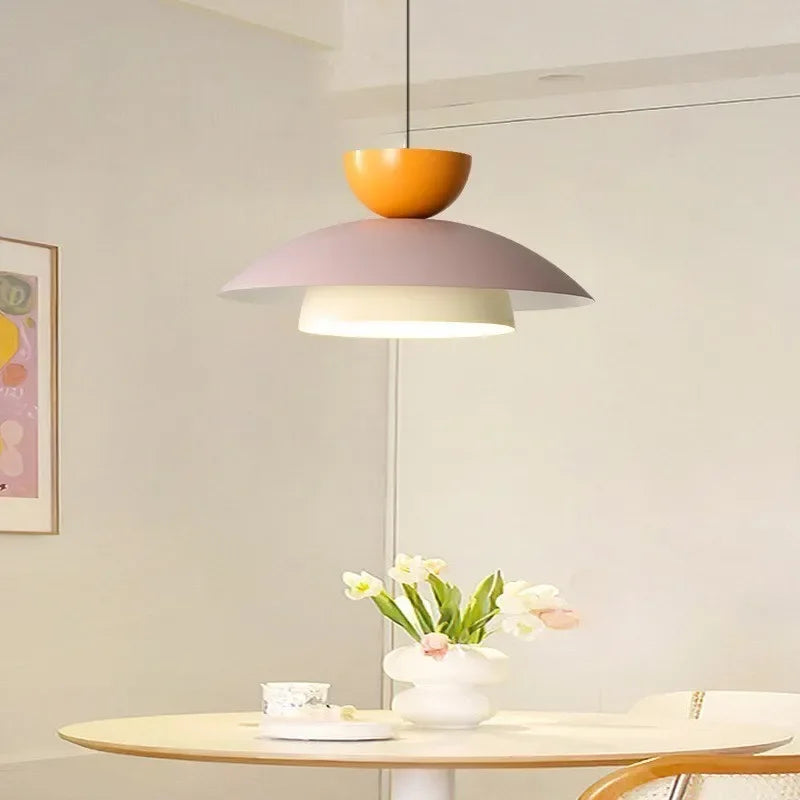 Nordique LED crème suspension lumières macaron 2/3 niveaux esthétique décor lampes suspendues chambre salon Restaurant luminaires - vue 3 sur 13