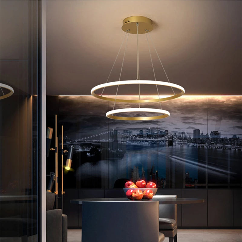 Moderner Kronleuchter Design Kreis Hängend für ein elegantes Interieur - vue 5 sur 20