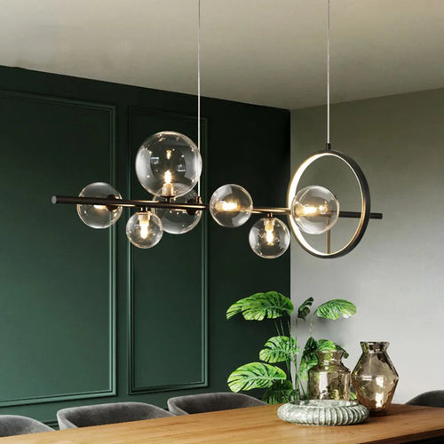 lustre led moderne en verre bulle avec cordon réglable