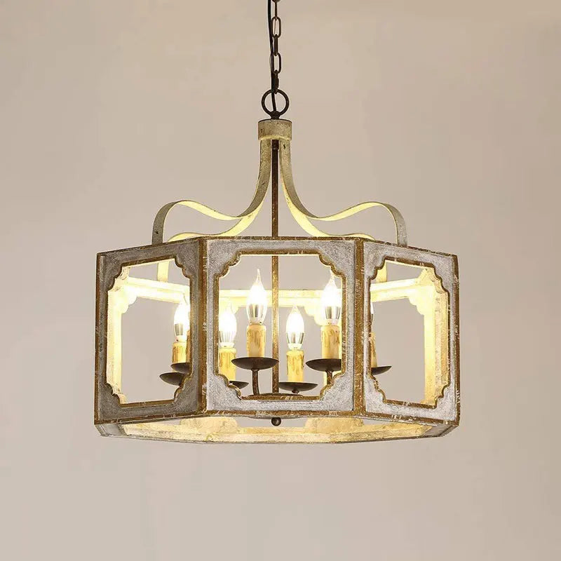 lustre rétro américain en bois massif pour villa vintage - vue 3 sur 7