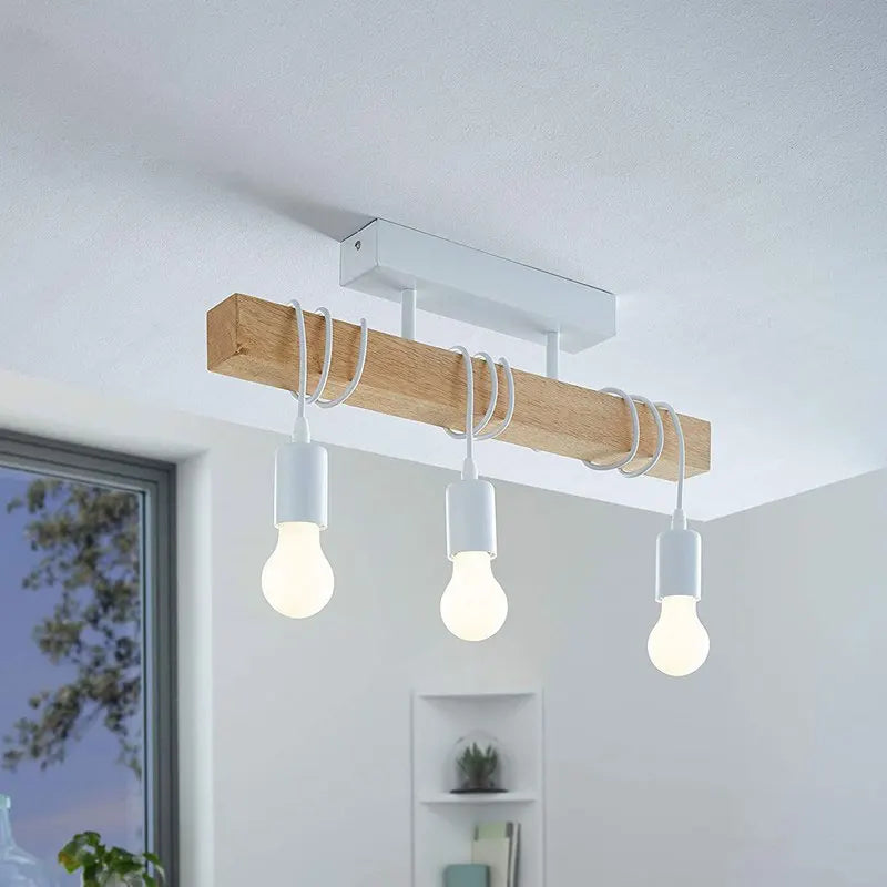lustre moderne en bois massif créatif suspension pour restaurant - vue 4 sur 8