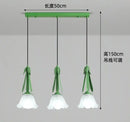 lustre suspendu à led en verre blanc laiteux à 3 têtes