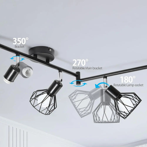 LED E14 ceiling light rotating 350 °, spotlight wall light, suitable for kitchen, living room, bedroom LED wall lights - vue 4 sur 7