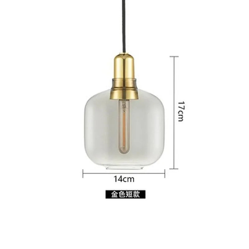 Glas-Pendelleuchte mit Marmor-Detail im eleganten Industriedesign