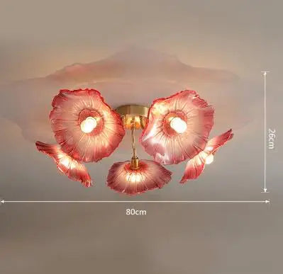 lustre moderne en verre en forme de fleur de lotus avec led - vue 11 sur 14