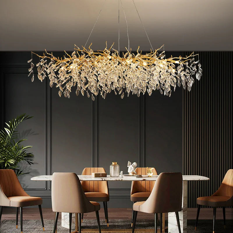 lustre en verre doré design luxueux pour décoration intérieure - vue 6 sur 16