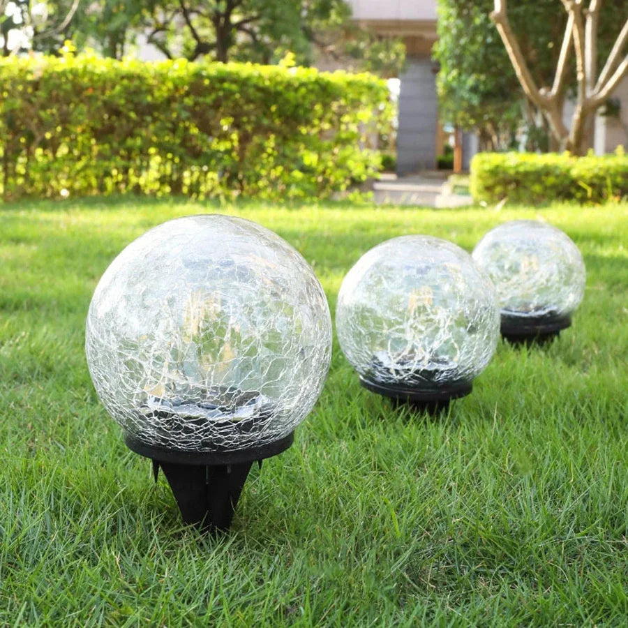 lampes solaires en verre craquelé pour jardin décoratif extérieur - vue 4 sur 10