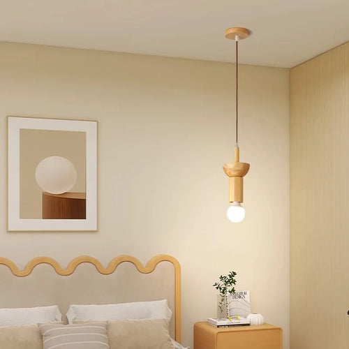 Moderne Pendelleuchte aus Holz im japanischen Stil für ein elegantes Interieur - vue 3 sur 10