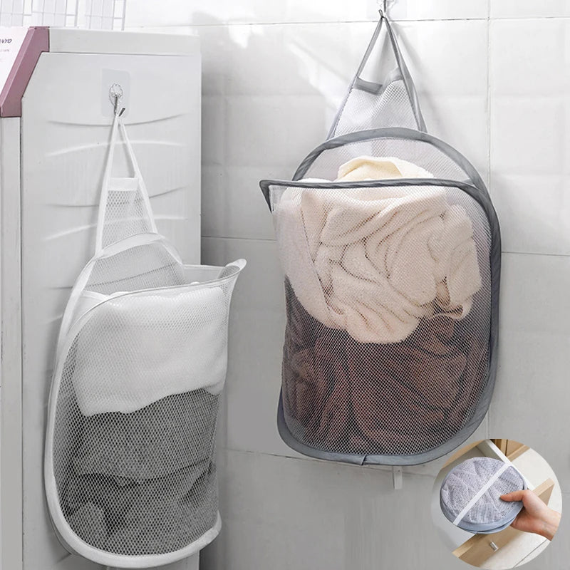 Panier à linge pliable mural sac de rangement en filet portable