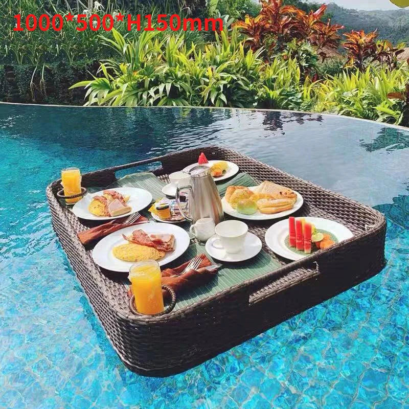 plateau en rotin nordique pour fruits et boissons de piscine - vue 9 sur 22