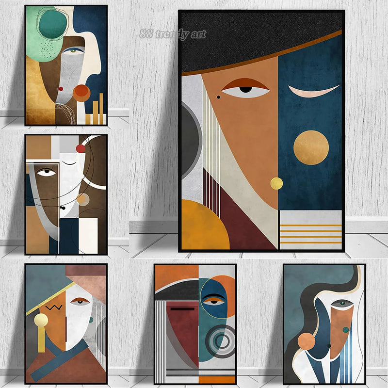peintures abstraites avec personnages modernes pour décoration intérieure