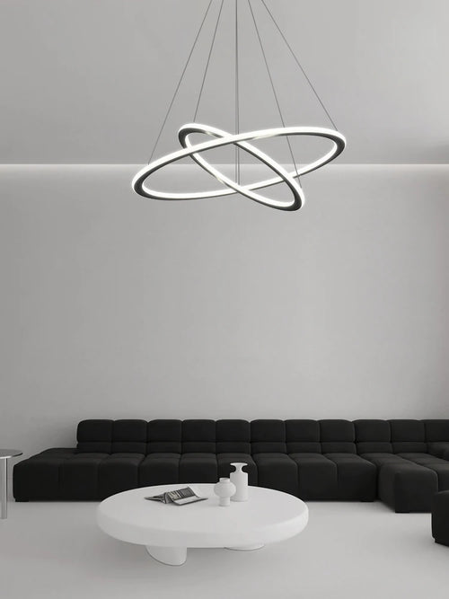 Minimalistischer dimmbarer Kronleuchter mit runden Ringen - vue 2 sur 10