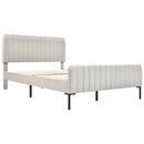 Cushion bed double bed 140x200 cm, bed frame with slatted frame and adjustable headboard, upholstered bed in gray-beige, bed
