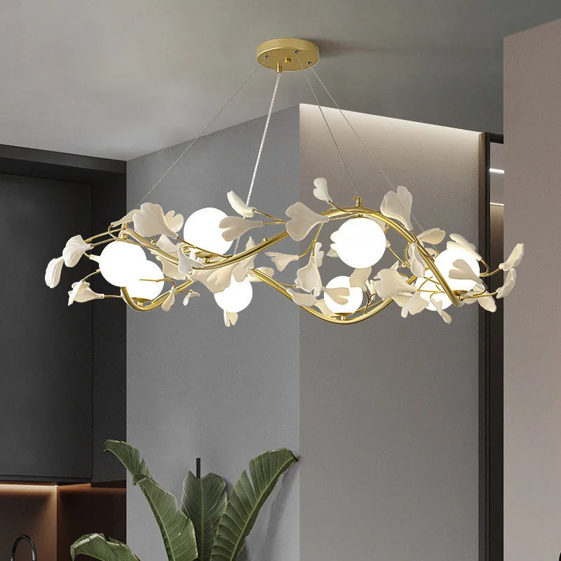 lustre led moderne en forme de pétale de ginkgo lumineux et élégant - vue 2 sur 9