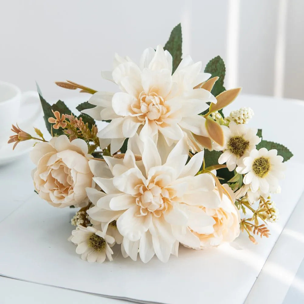 fleur artificielle dahlia rose marguerite pour décoration fête mariage - vue 13 sur 13