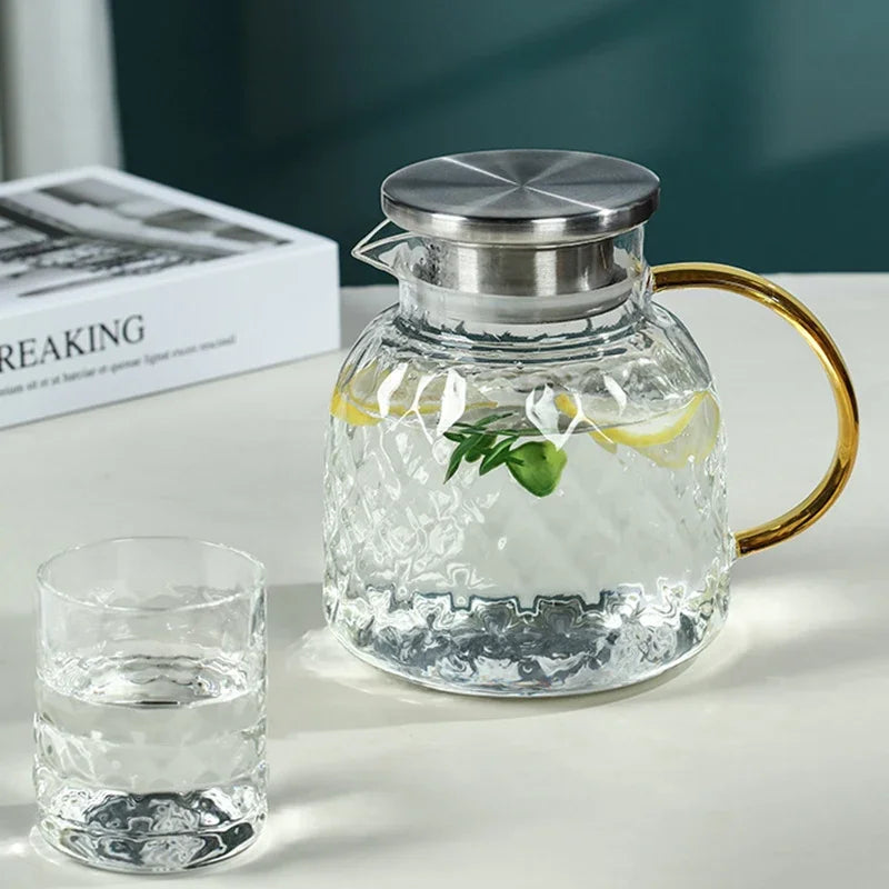 pichet en verre transparent résistant avec poignée design - vue 2 sur 6