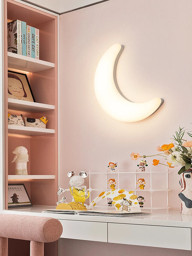 applique murale led moderne en forme de lune décorative et créative - vue 3 sur 12