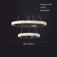 Lustre design anneaux LED postmoderne marbre or noir rond design pour salle à manger