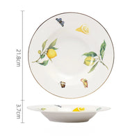 Assiette ceramique style europeen motif citron elegant table