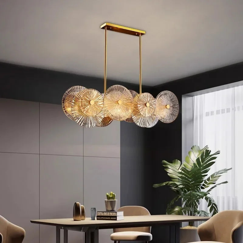 Moderner Glas-Kronleuchter mit elegantem LED-Design - vue 5 sur 10