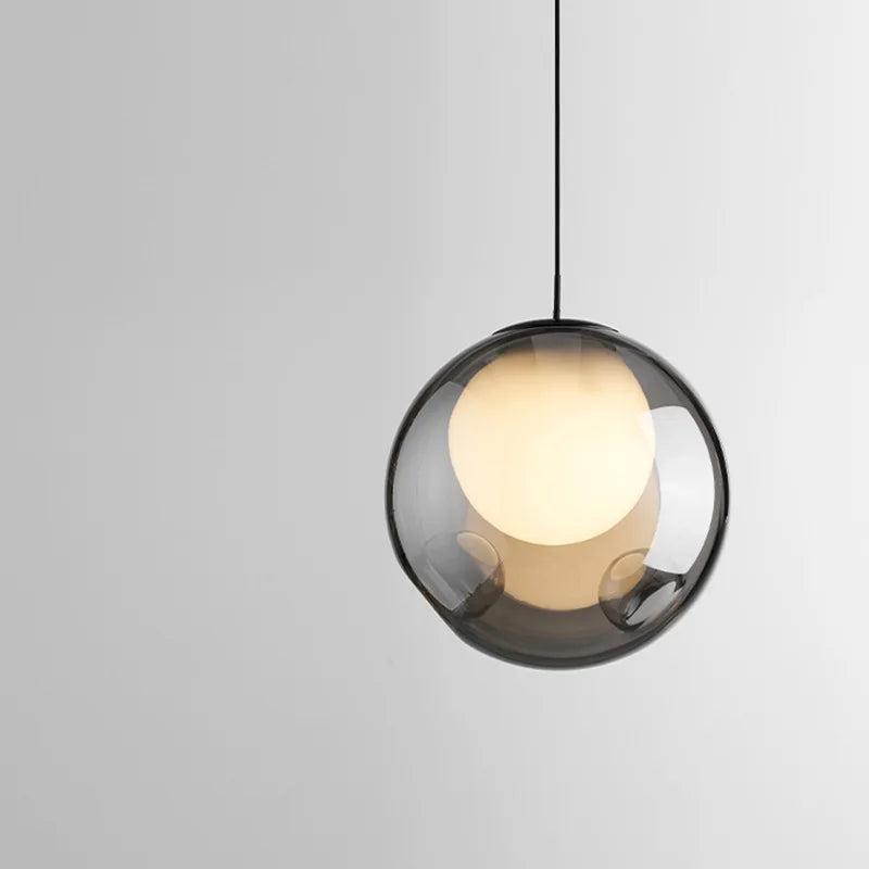 Nordischer Glas-Lampenschirm LED minimalistisch Design Leuchte - vue 4 sur 5