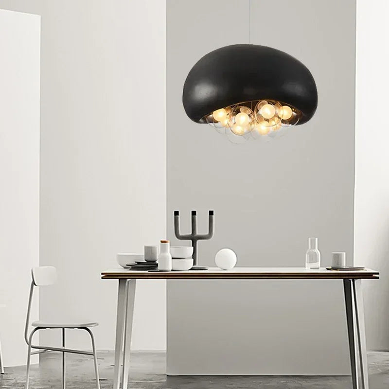 lustre suspendu minimaliste style wabi sabi avec éclairage led - vue 6 sur 12