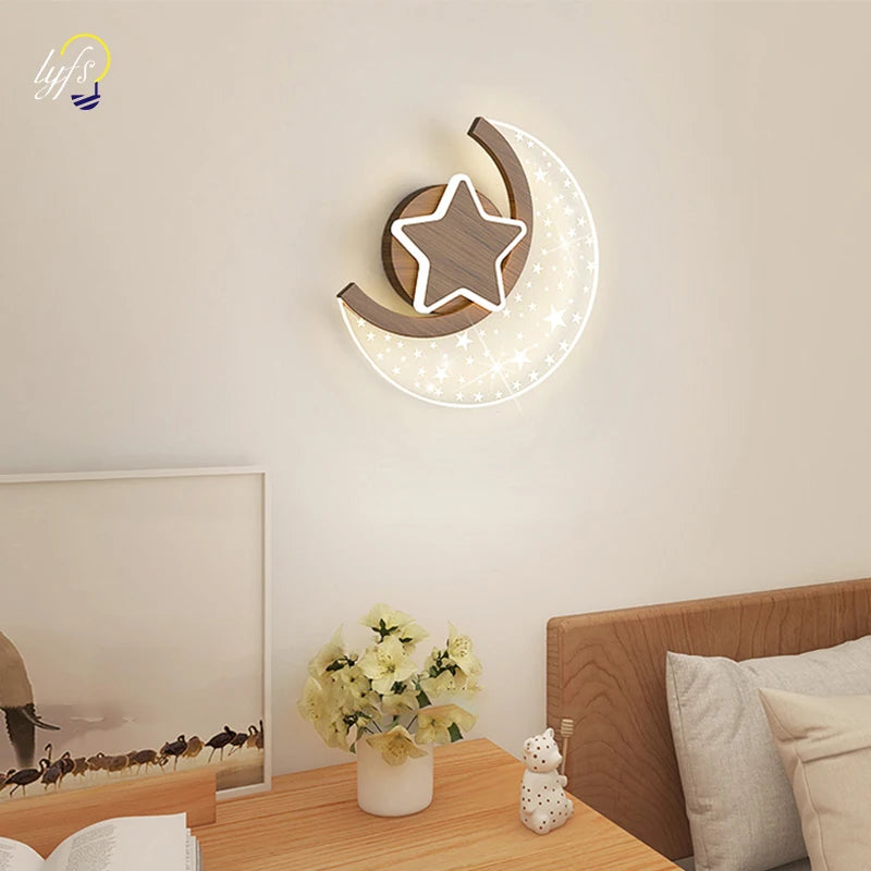 Applique murale led nordique étoile lune décoration intérieure - vue 2 sur 10