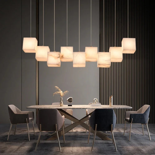 Kronleuchter aus spanischem Marmor im minimalistischen chinesischen Stil für elegantes Interieur - vue 4 sur 15