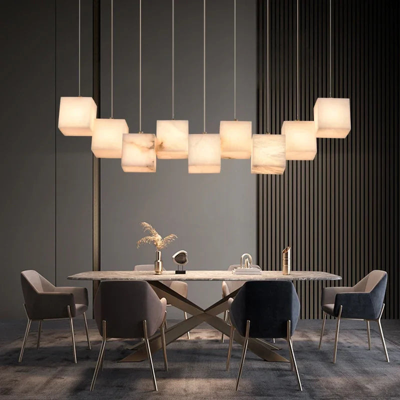 Kronleuchter aus spanischem Marmor im minimalistischen chinesischen Stil für elegantes Interieur - vue 3 sur 15