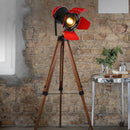Vintage-Stehleuchte aus Holz für kreative Beleuchtung und Fotostudio