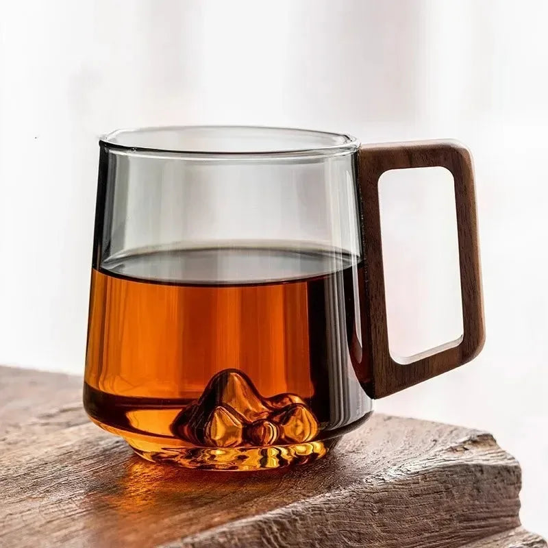 Tasse à thé verre borosilicate poignée bois maison - vue 5 sur 7