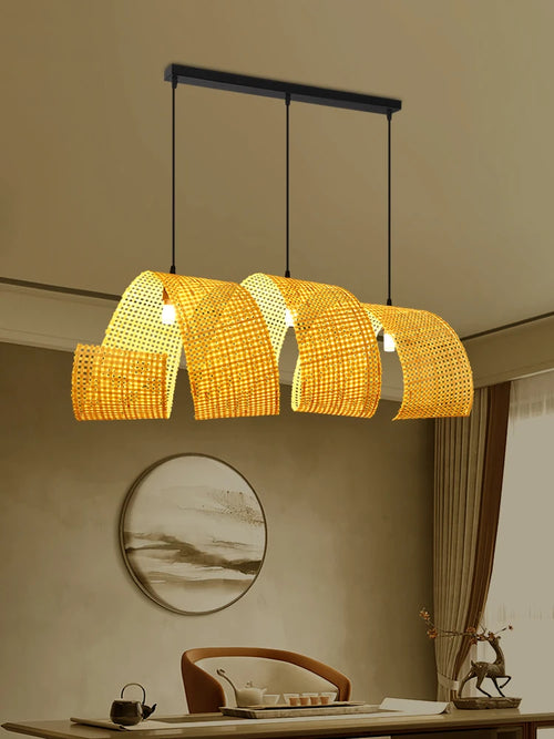 lustre en bambou style japonais pour décoration zen asiatique - vue 2 sur 11