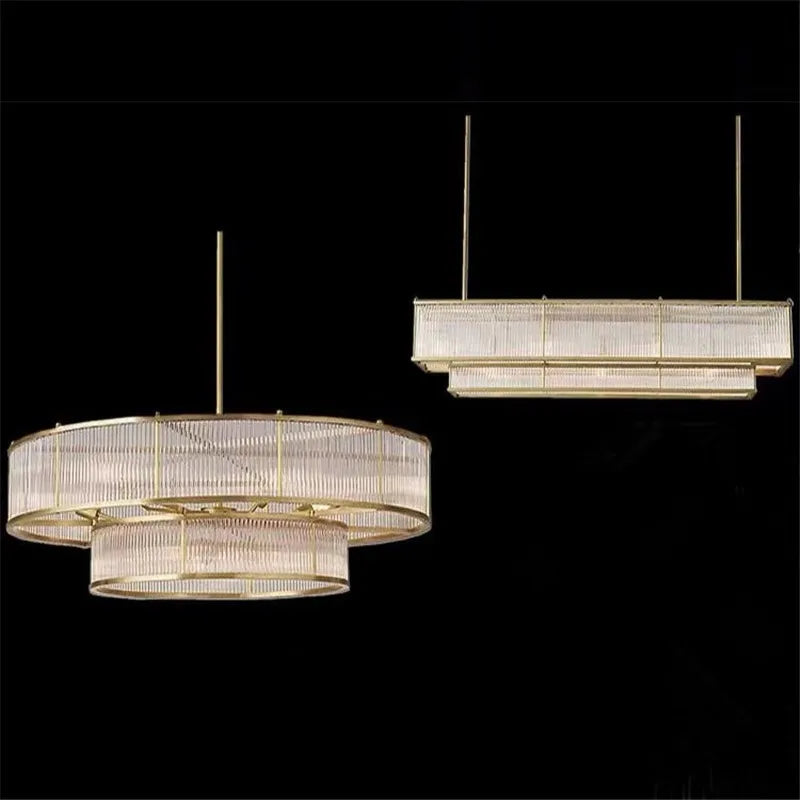lustre led style loft américain en métal et tubes de verre - vue 7 sur 14