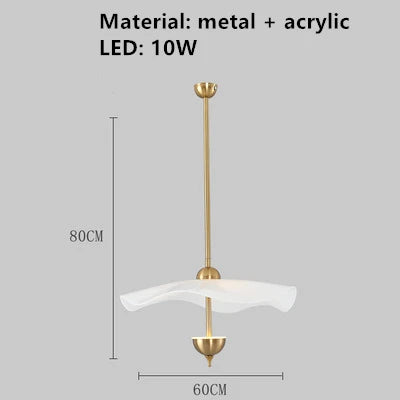 Pendelleuchte Lotusblatt aus goldfarbenem Metall Art déco - vue 9 sur 10