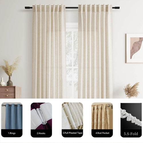 Voilage effet lin extra long fenêtres plafond haut