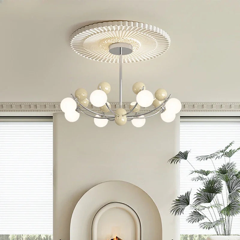 lustre moderne en verre en forme de fleur créatif et rétro - vue 4 sur 9
