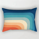 housse de coussin géométrique arc-en-ciel et végétal rectangulaire