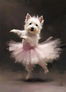 portraits de ballerine de chien art abstrait mural kawaii
