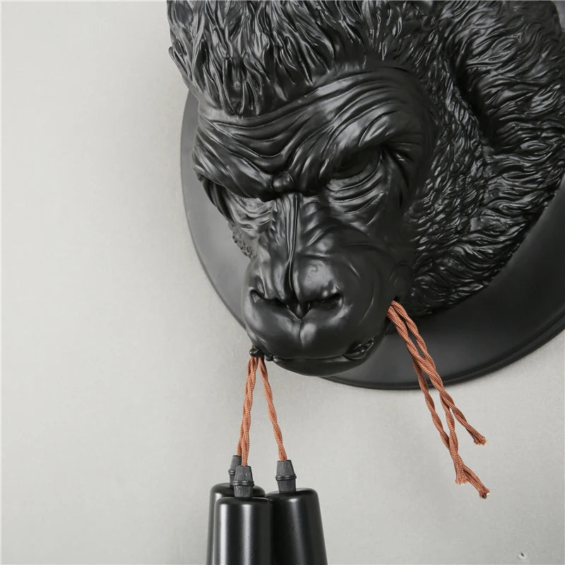 applique murale moderne en résine de gorille art déco led vintage - vue 7 sur 10