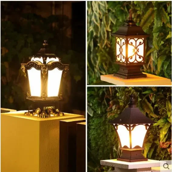 Colonne européenne phares clôture extérieure porte pilier lampe étanche extérieure jardin cour paysage lumière - vue 4 sur 9