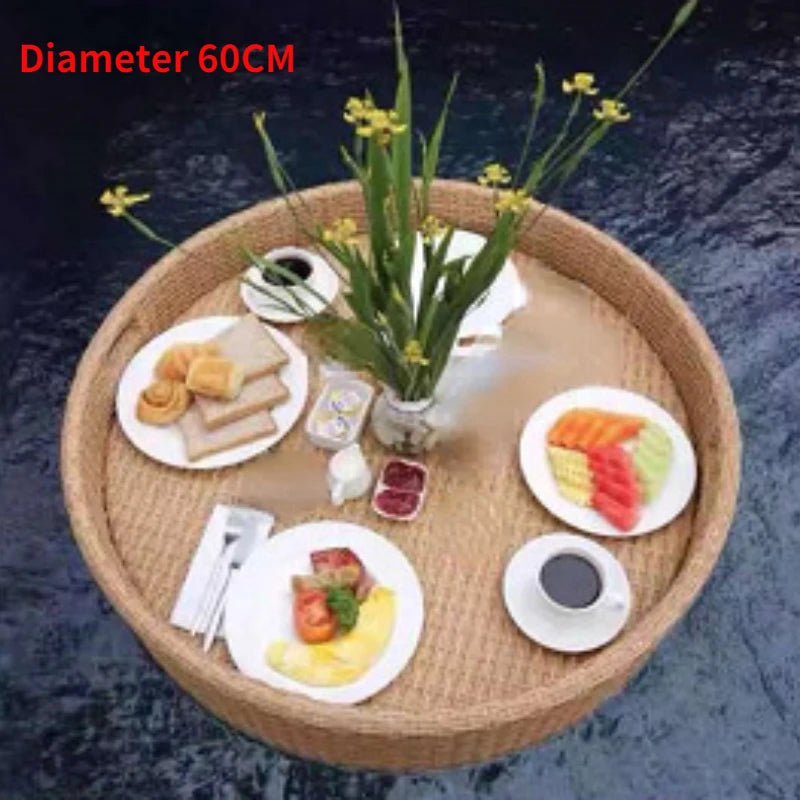 plateau en rotin nordique pour fruits et boissons de piscine - vue 11 sur 22