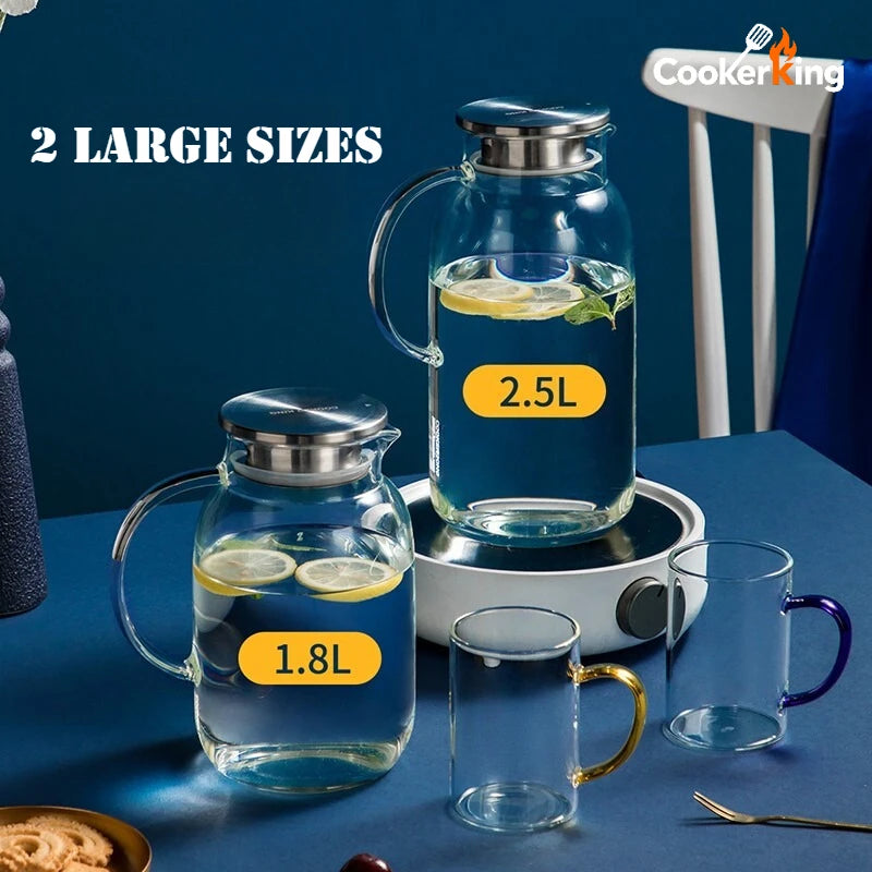 Bouilloire verre borosilicate grande capacité résistante chaleur - vue 7 sur 8