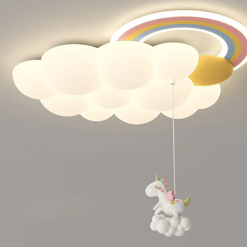 lustre arc-en-ciel nuage avec cheval lapin ours pour enfants - vue 6 sur 10